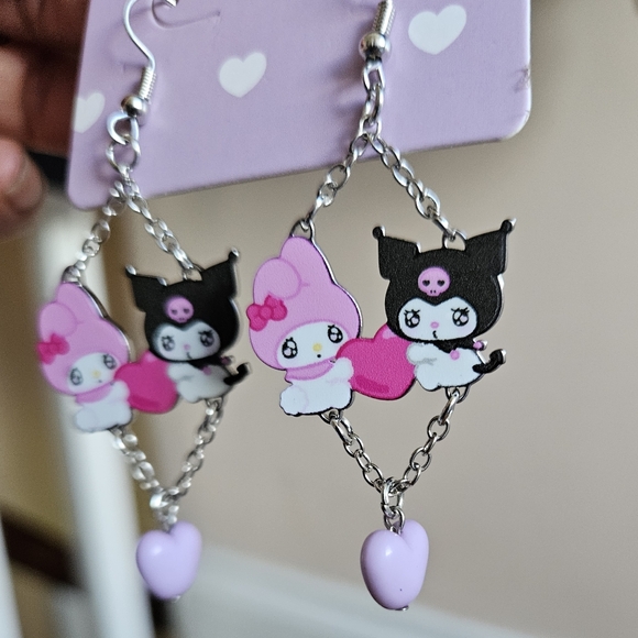 Sanrio My Melody & Kuromi Emo Kyun Statement Earrings - Picture 3 of 8